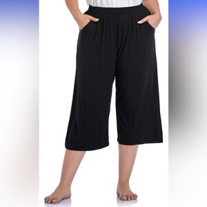 Zerdocean 4X Black Modal Stretchy Relaxed Lounge Capri Leggings with Pockets NWT